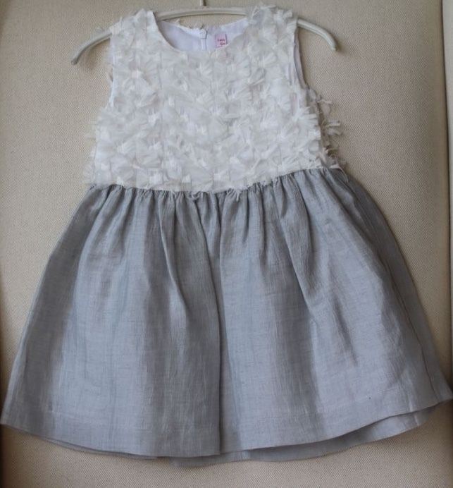 IL GUFO BABY GIRLS GREY LINEN AND ORGANZA DRESS 2 YEARS - Image 4