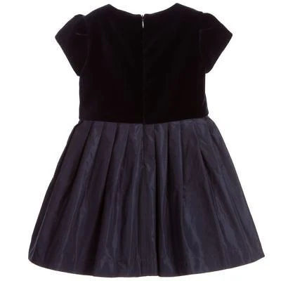 IL GUFO BABY GIRLS NAVY BLUE TAFFETA DRESS 3 YEARS - Image 2
