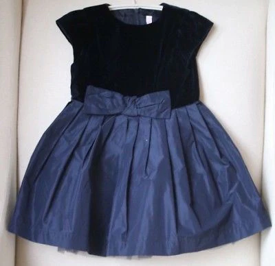 IL GUFO BABY GIRLS NAVY BLUE TAFFETA DRESS 3 YEARS - Image 3