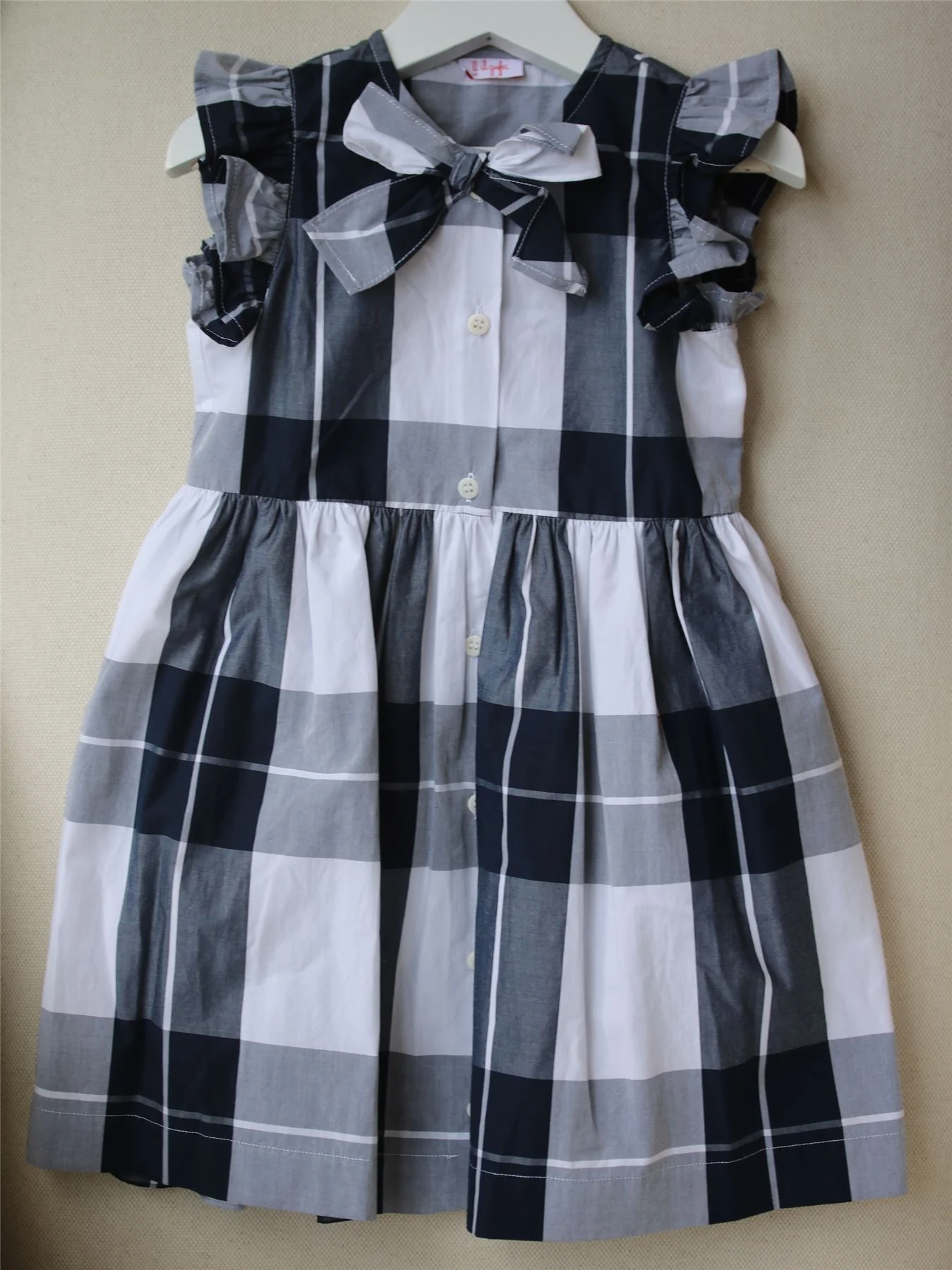IL GUFO GIRLS NAVY BLUE CHECKED DRESS 4 YEARS - Image 2