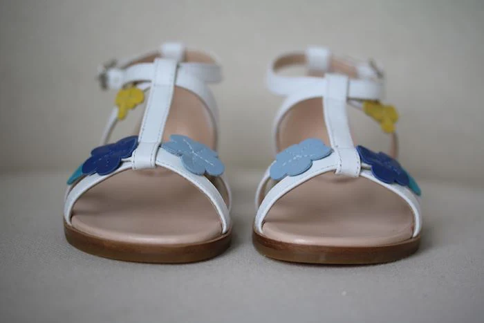 IL GUFO GIRLS WHITE LEATHER FLORAL SANDALS EU 26 UK 8.5 - Image 3