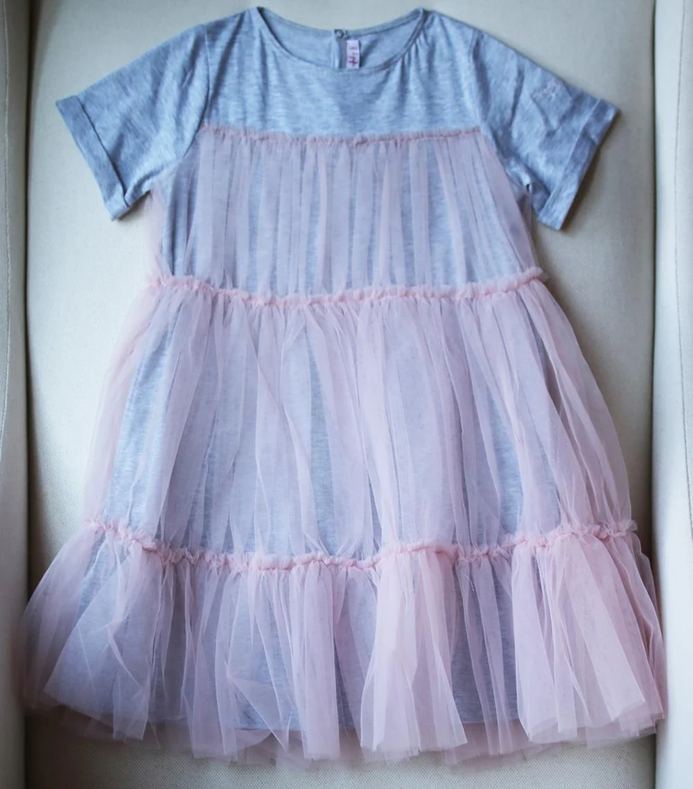 IL GUFO KIDS GIRLS TULLE T-SHIRT DRESS 5 YEARS - Image 2