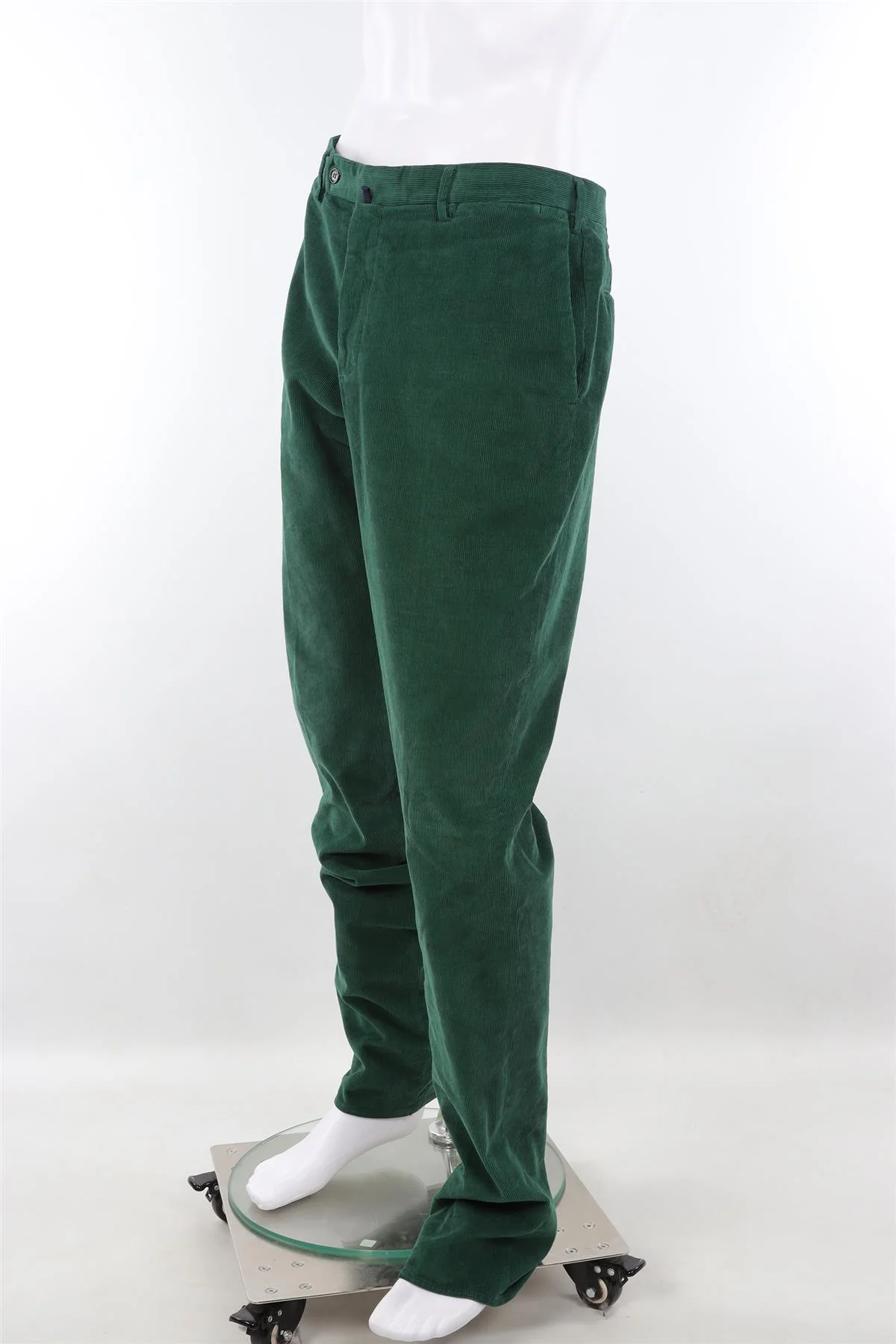 INCOTEX GREEN MEN'S CORDUROY STRAIGHT LEG PANTS IT 52 UK/US 36 - Image 3