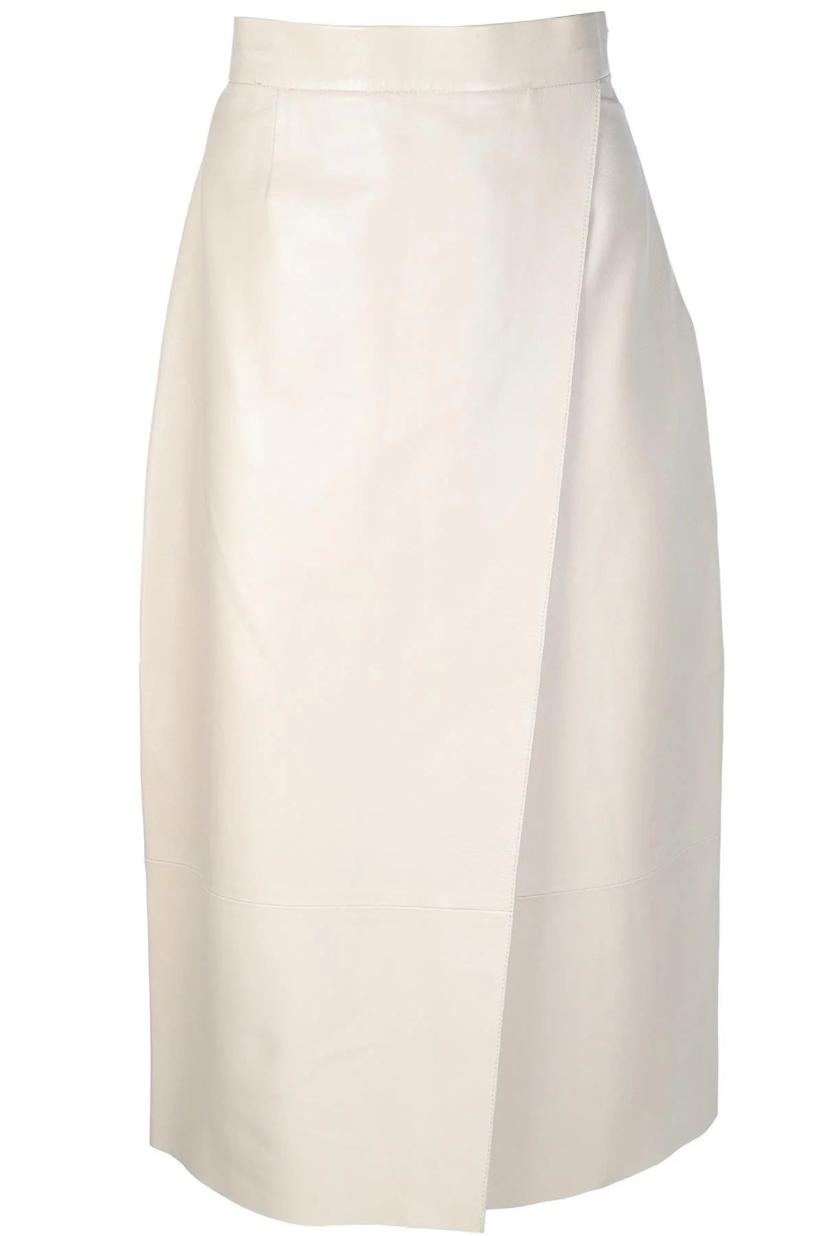 INÈS & MARÉCHAL BEIGE LEATHER MIDI SKIRT FR 38 UK 10