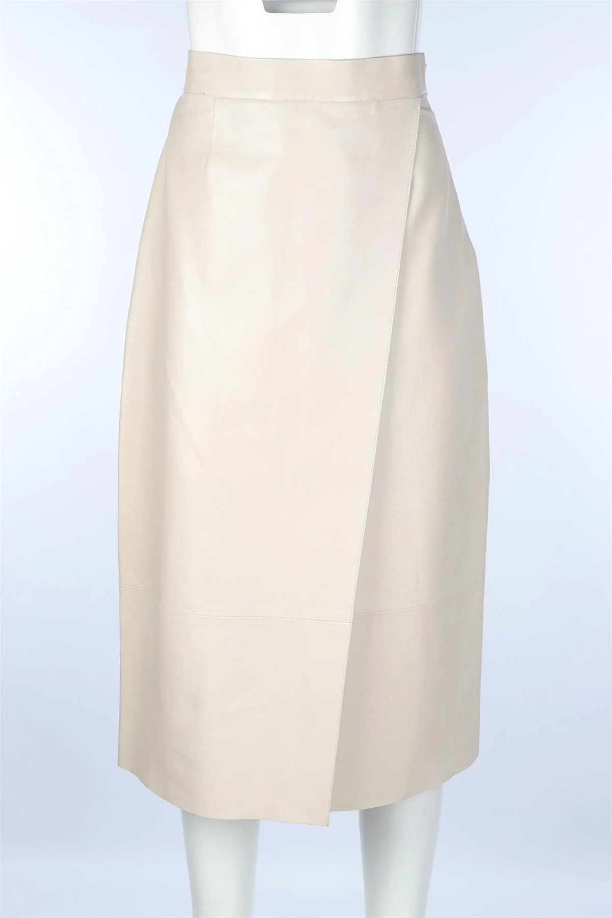 INÈS & MARÉCHAL BEIGE LEATHER MIDI SKIRT FR 38 UK 10 - Image 2