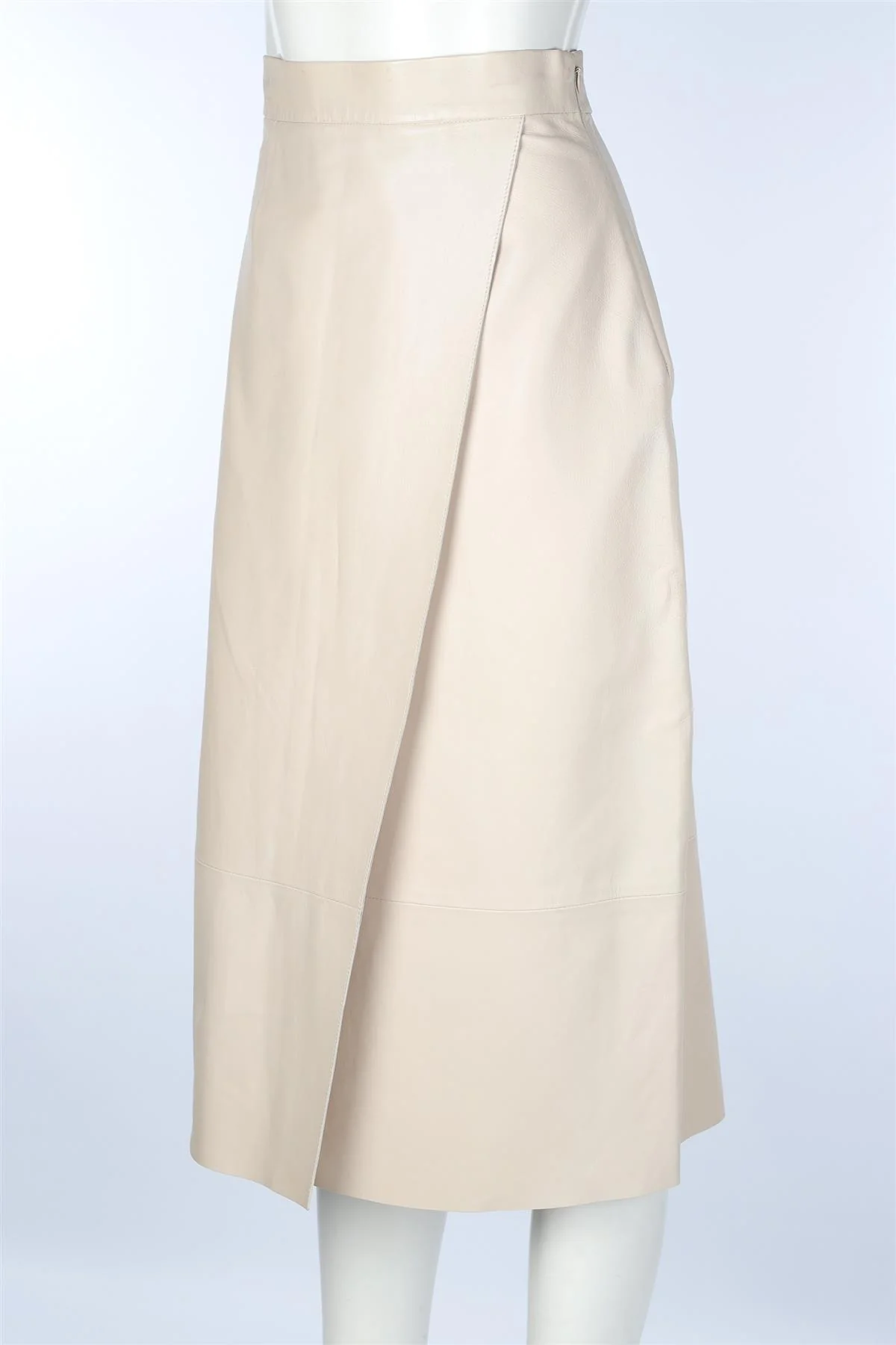 INÈS & MARÉCHAL BEIGE LEATHER MIDI SKIRT FR 38 UK 10 - Image 3