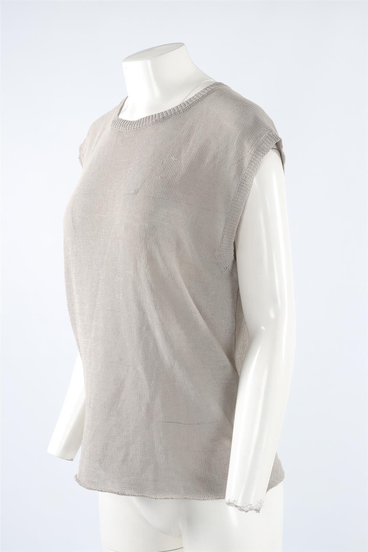 INHABIT GREY LINEN VEST SMALL - Image 3