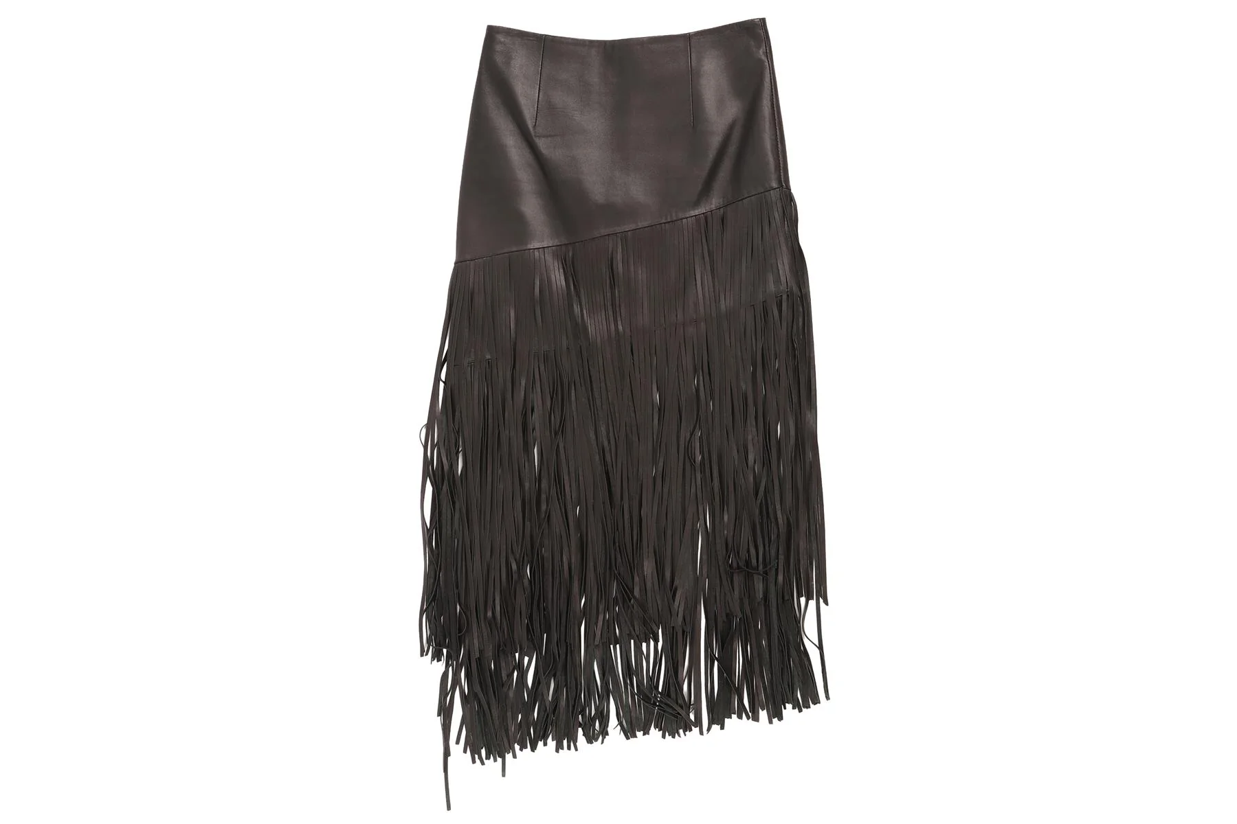 INTERMIX BLACK LEATHER MIDI SKIRT XSMALL - Image 2