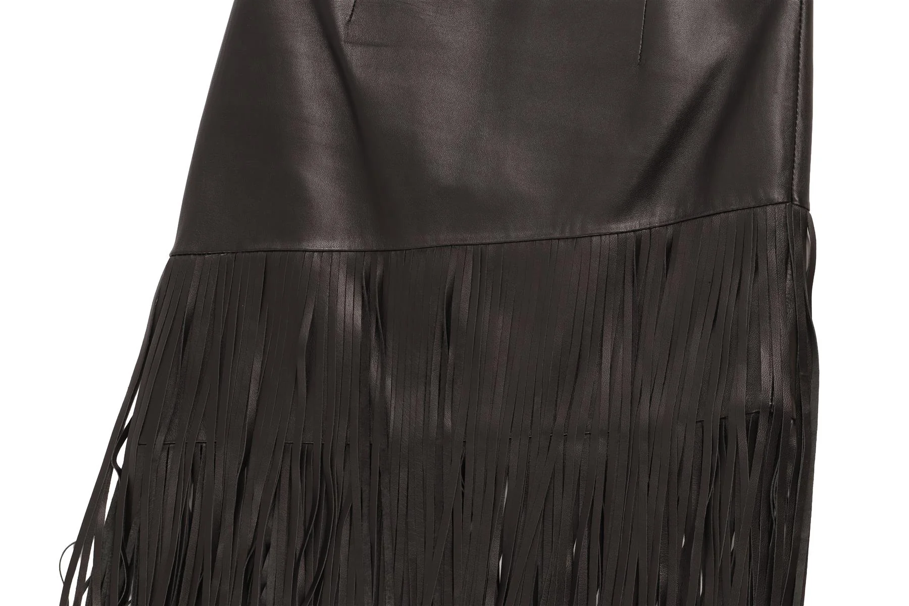 INTERMIX BLACK LEATHER MIDI SKIRT XSMALL - Image 3