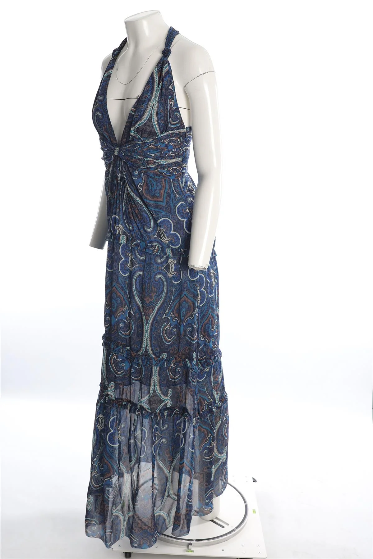INTERMIX BLUE SILK MAXI DRESS MEDIUM - Image 3