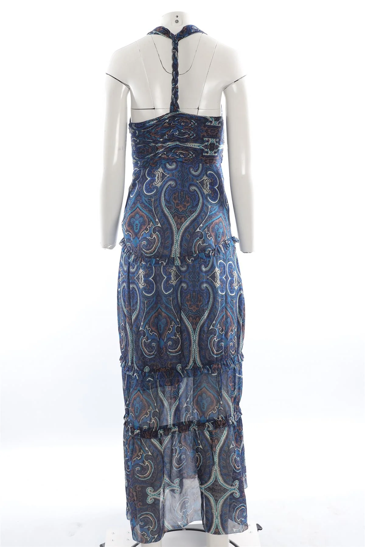 INTERMIX BLUE SILK MAXI DRESS MEDIUM - Image 4