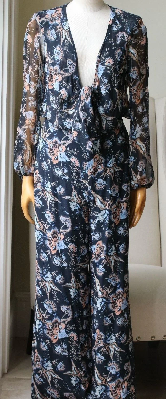 INTERMIX LYSETTE FRONT KNOT PRINT JUMPSUIT MEDIUM - Image 2