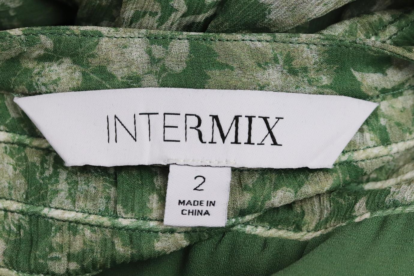 INTERMIX SHIRED FLORAL PRINT SILK CHIFFON MINI DRESS US 2 UK 6 - Image 5