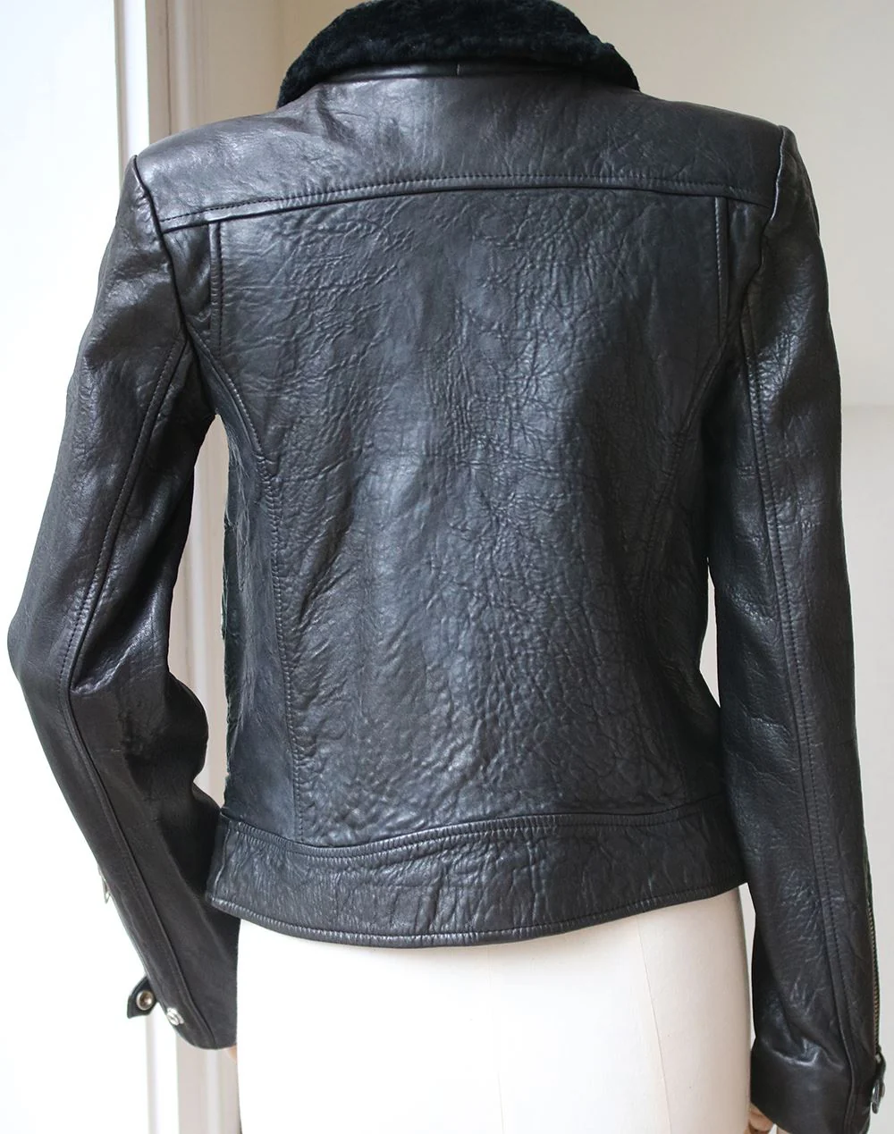 IRO ANITA SHEARLING-COLLAR LEATHER JACKET 1 UK 8 - Image 5