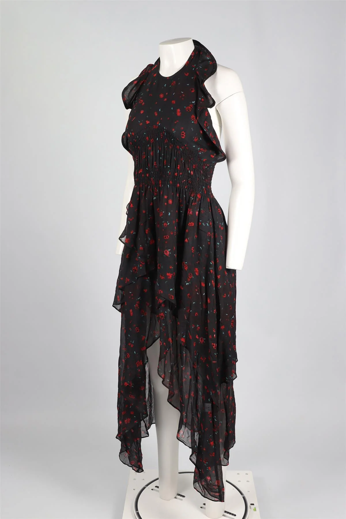 IRO BLACK CHIFFON MIDI DRESS MEDIUM - Image 3