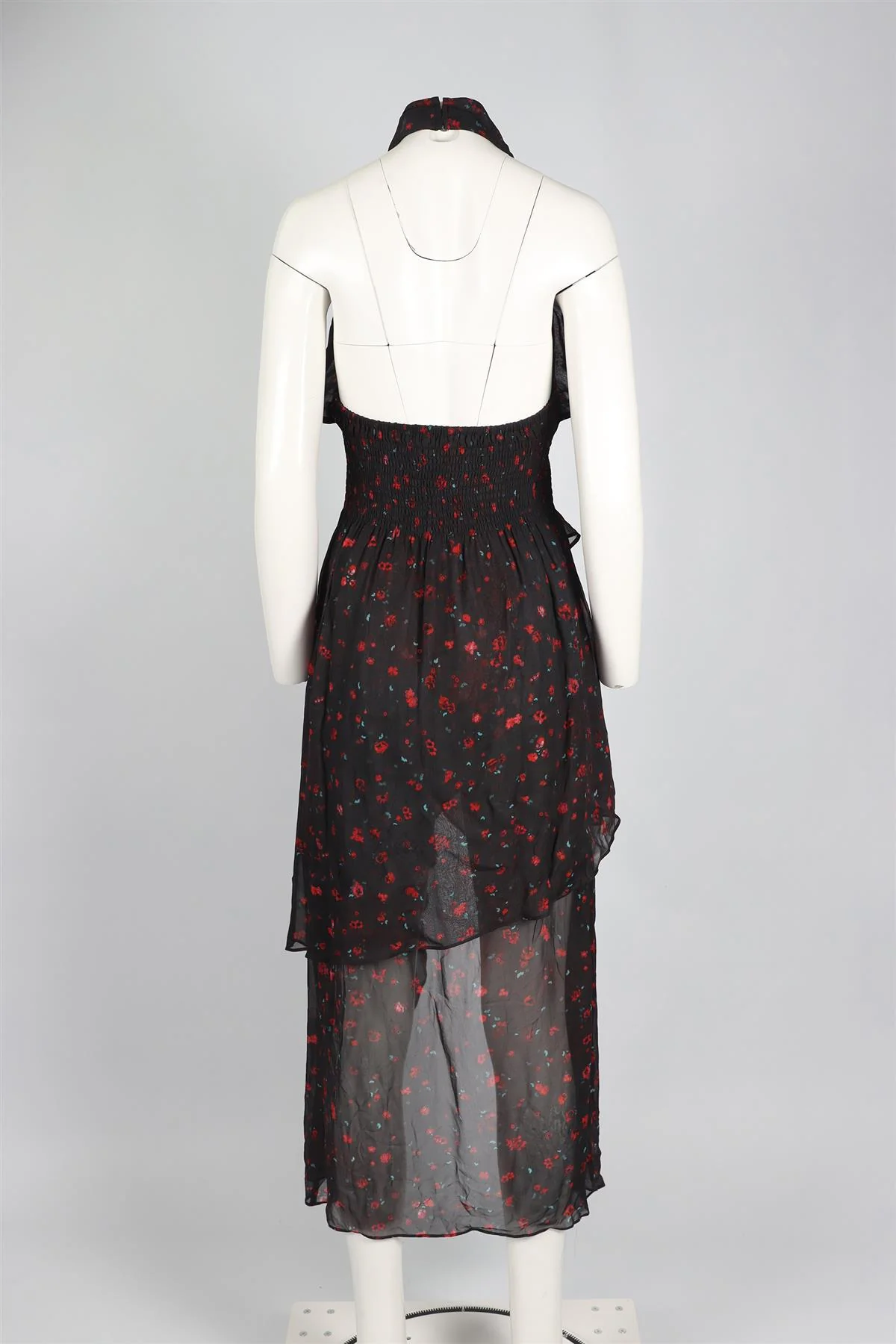 IRO BLACK CHIFFON MIDI DRESS MEDIUM - Image 4