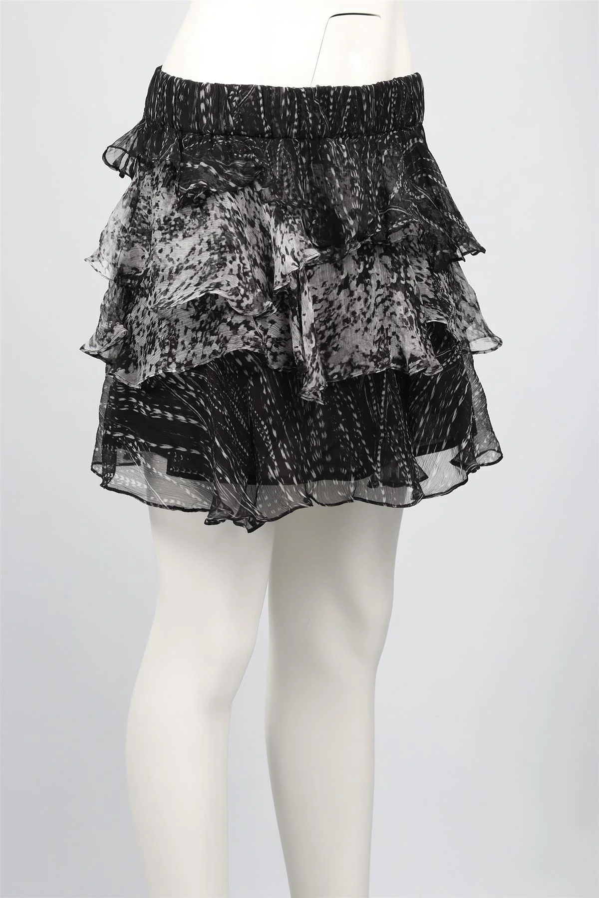 IRO BLACK CHIFFON MINI SKIRT FR 38 UK 10 - Image 3