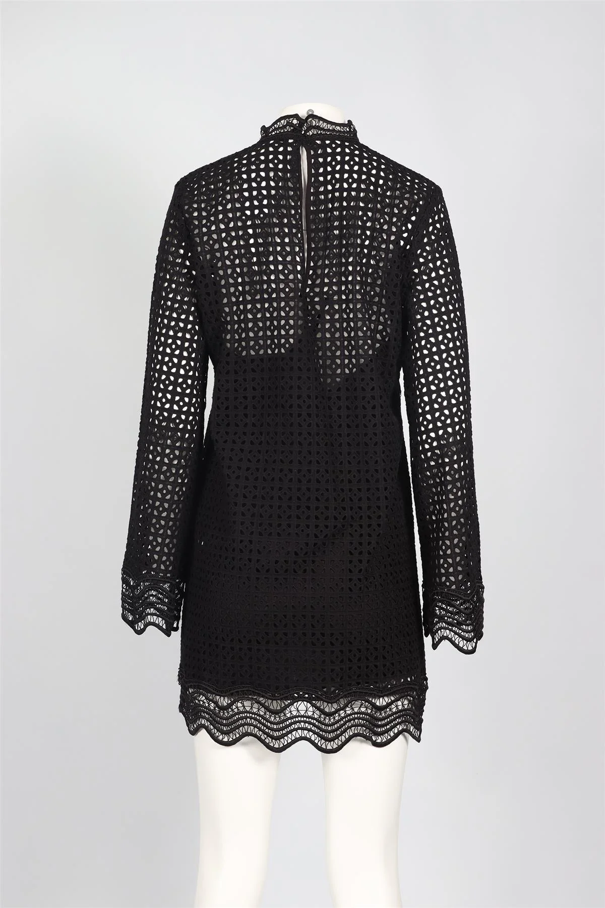 IRO BLACK CROCHET MINI DRESS LARGE - Image 4