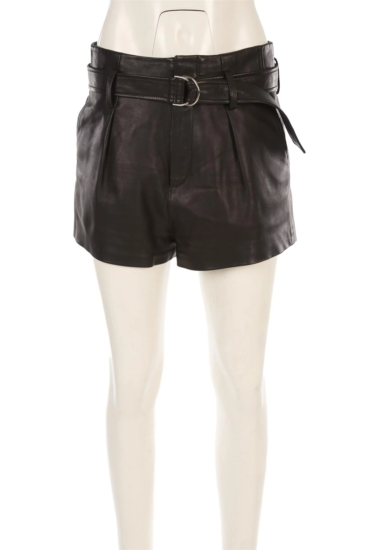 IRO BLACK LEATHER SHORTS FR 38 UK 10 - Image 2