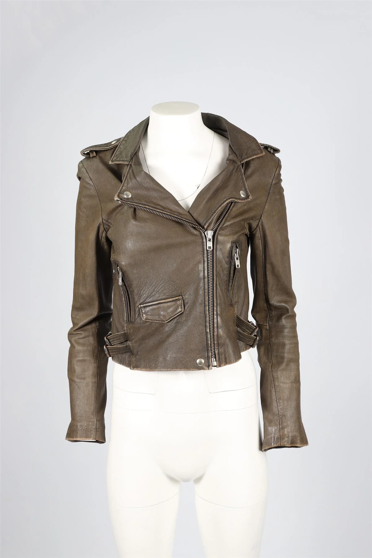 IRO GREEN LEATHER JACKET US 2 UK 6 - Image 2