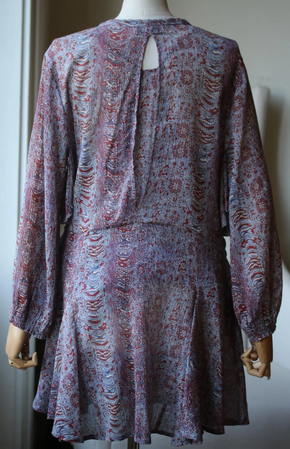 IRO ILACIE RUFFLED PRINTED COTTON GAUZE MINI DRESS FR 40 UK 12 - Image 4