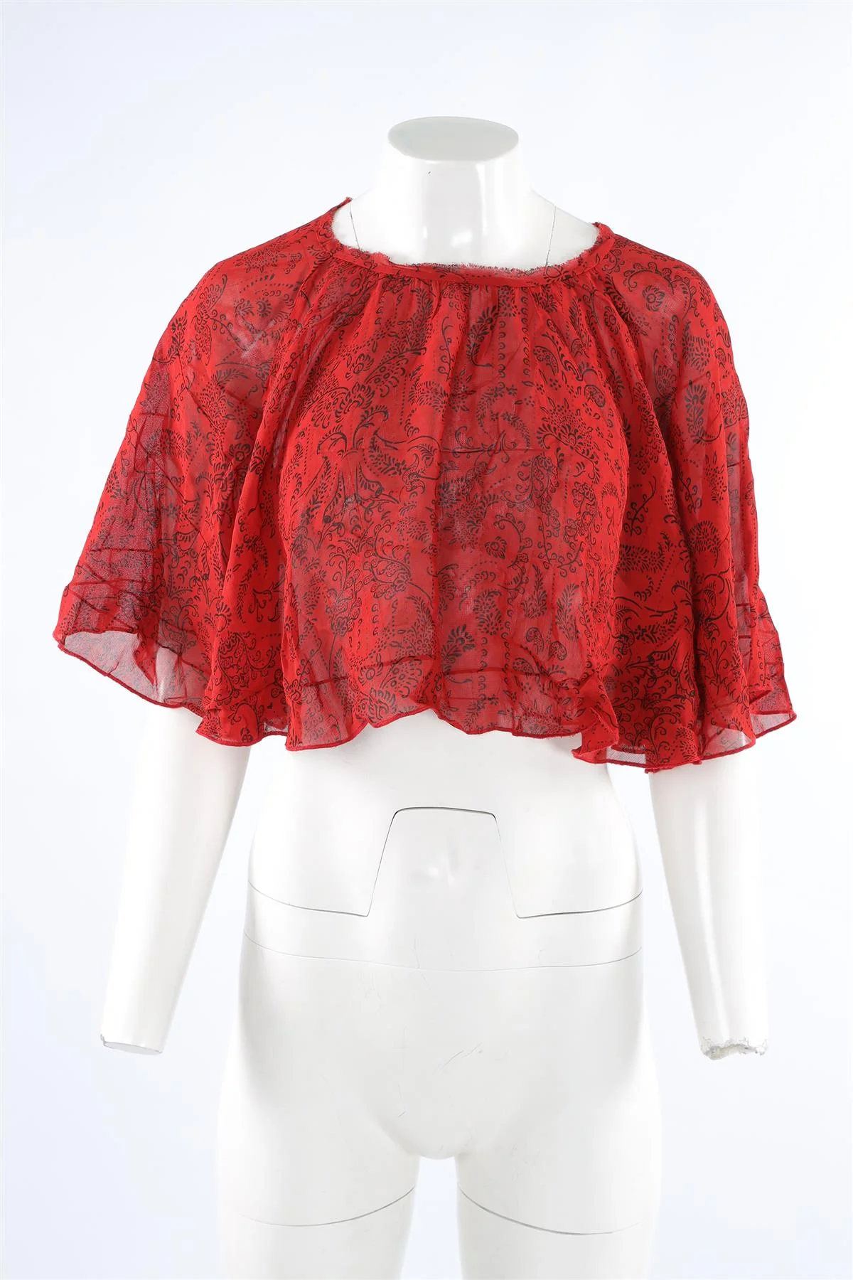 IRO RED CHIFFON TOP FR 34 UK 6 - Image 2