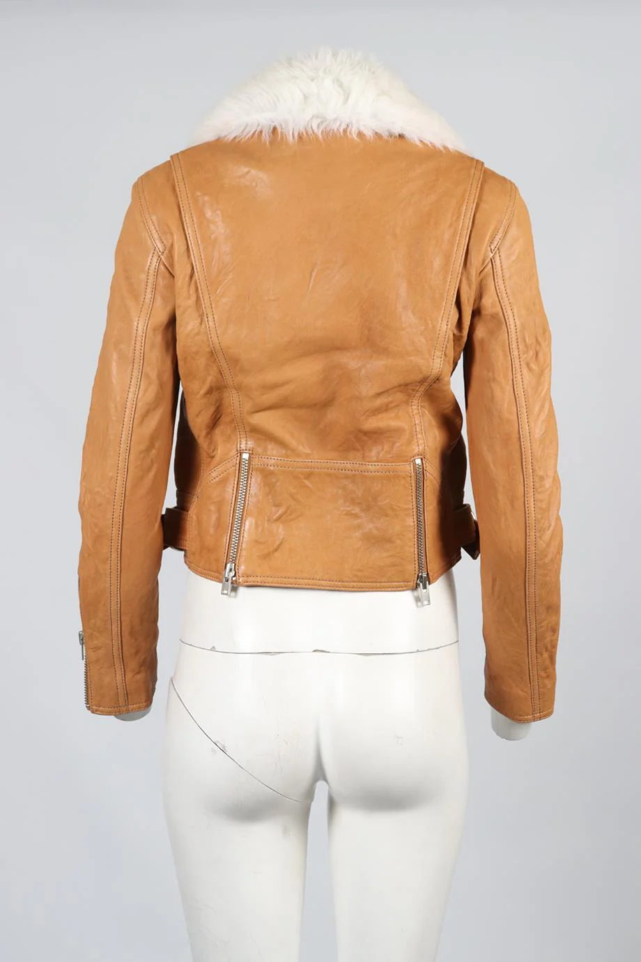 IRO SHEARLING AND LEATHER JACKET FR 36 UK 8 - Image 4