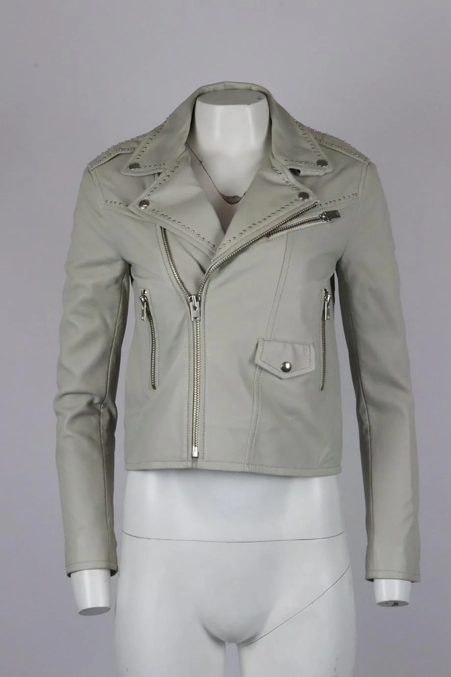 IRO STUDDED LEATHER BIKER JACKET FR 36 UK 8 - Image 2