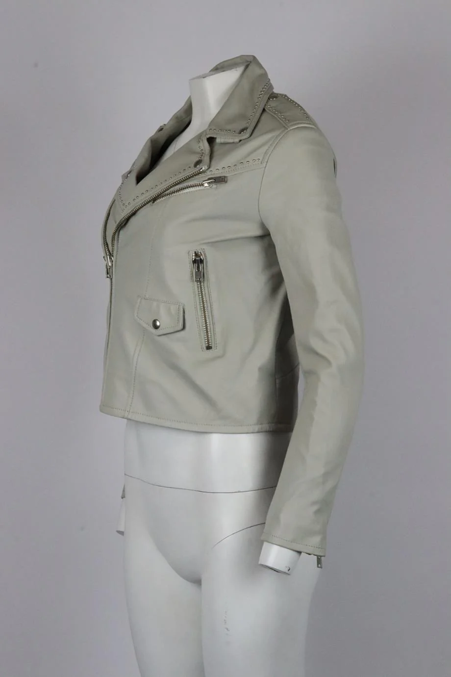 IRO STUDDED LEATHER BIKER JACKET FR 36 UK 8 - Image 3
