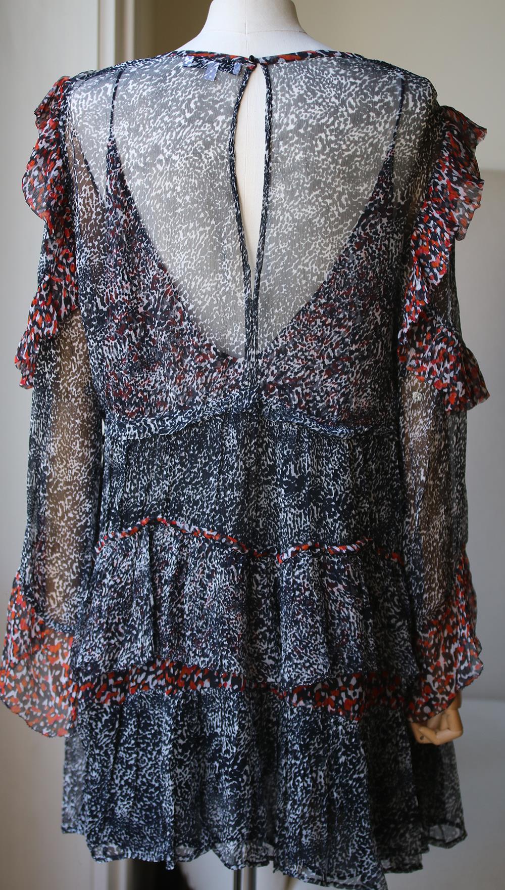 IRO TRILLIE PRINTED CHIFFON MINI DRESS FR 40 UK 12 - Image 4