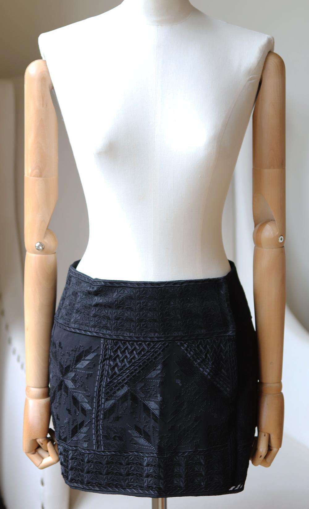 ISABEL MARANT ANDY EMBROIDERED SILK GEORGETTE WRAP MINI SKIRT FR 36 UK 8 - Image 2
