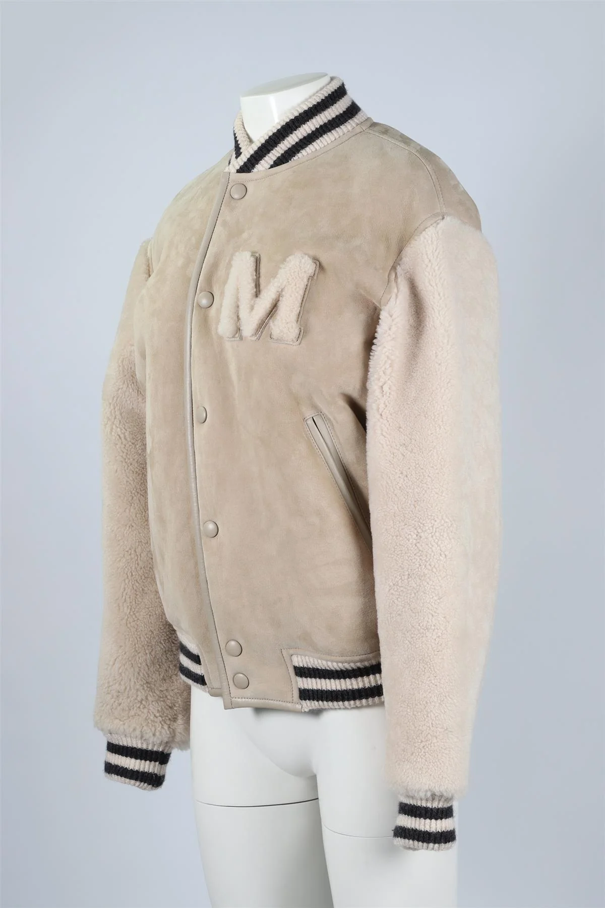 ISABEL MARANT BEIGE SHEARLING AND SUEDE BOMBER JACKET SMALL - Image 3