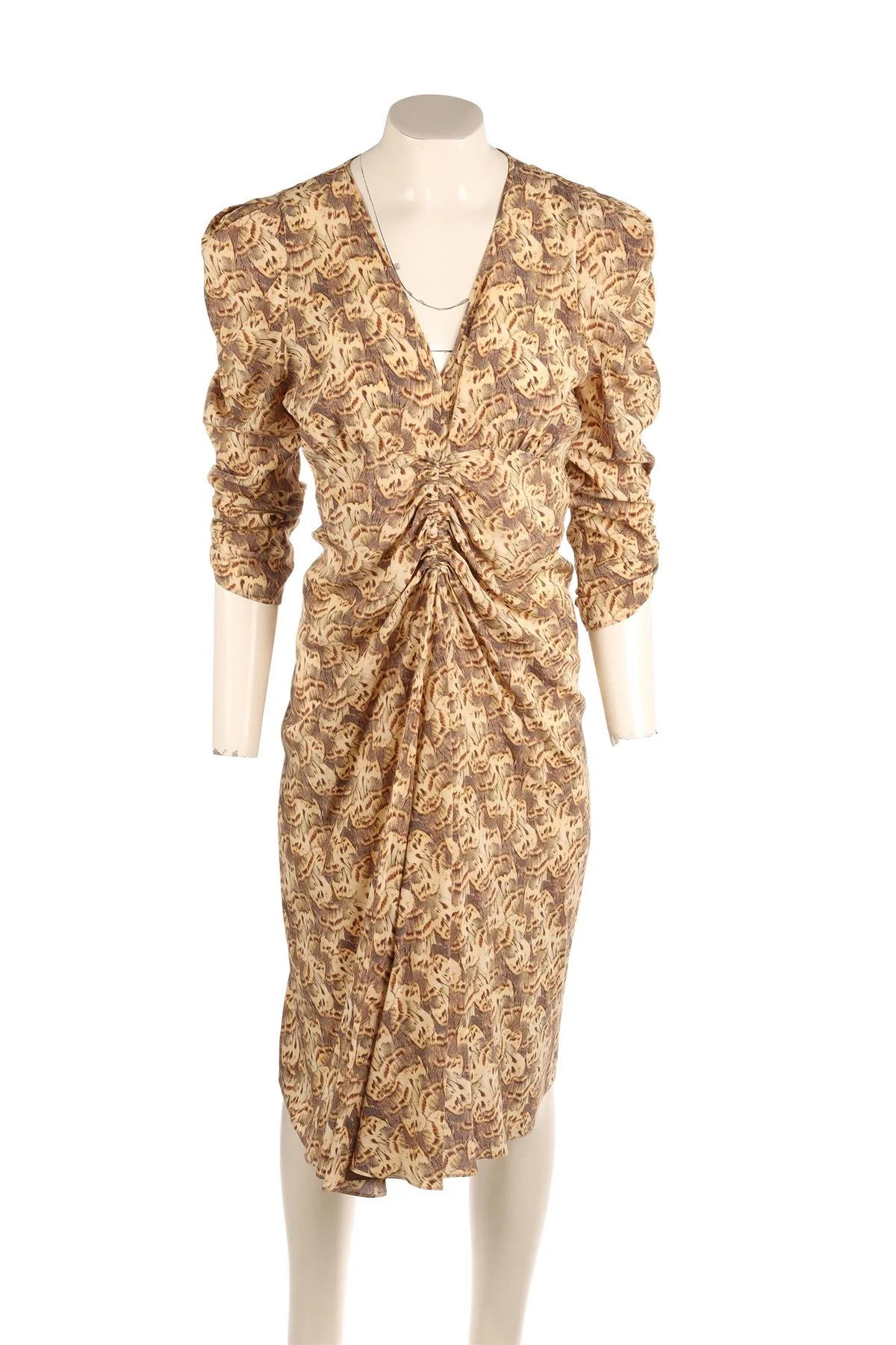 ISABEL MARANT BEIGE SILK MIDI DRESS FR 38 UK 10 - Image 2