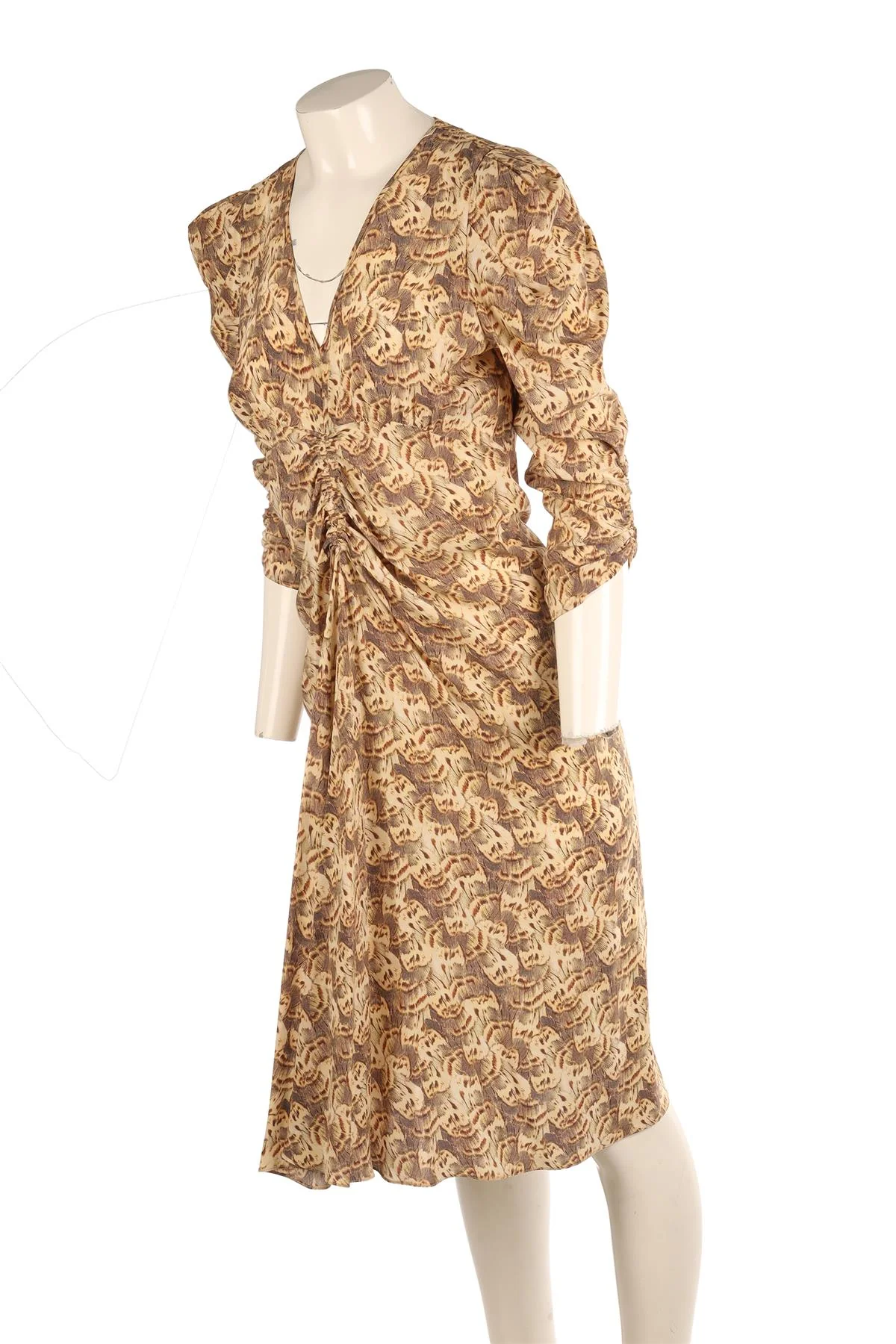 ISABEL MARANT BEIGE SILK MIDI DRESS FR 38 UK 10 - Image 3