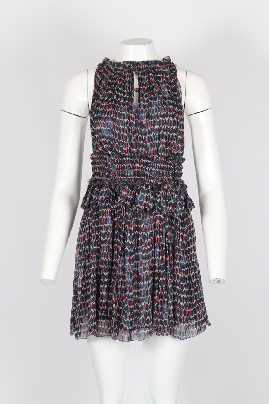 ISABEL MARANT BELTED PRINTED SILK MINI DRESS FR 34 UK 6 - Image 2