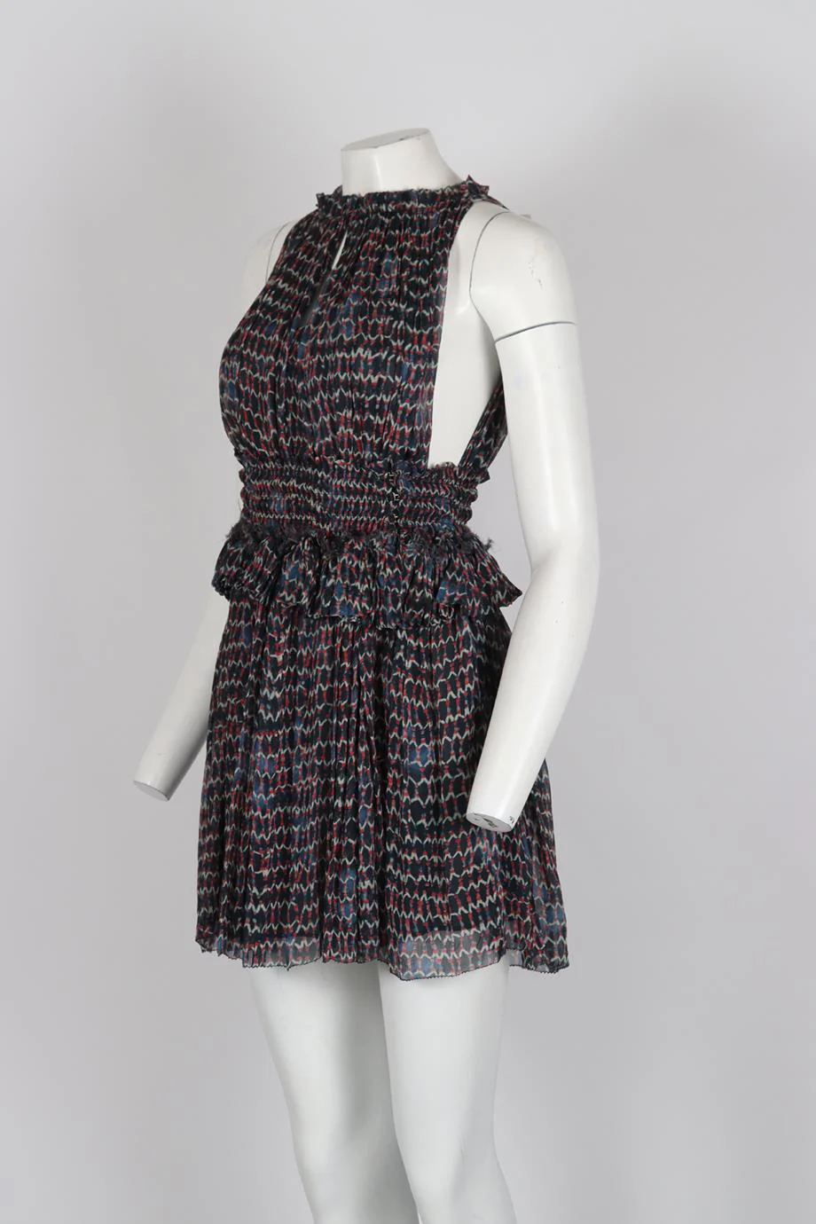 ISABEL MARANT BELTED PRINTED SILK MINI DRESS FR 34 UK 6 - Image 3