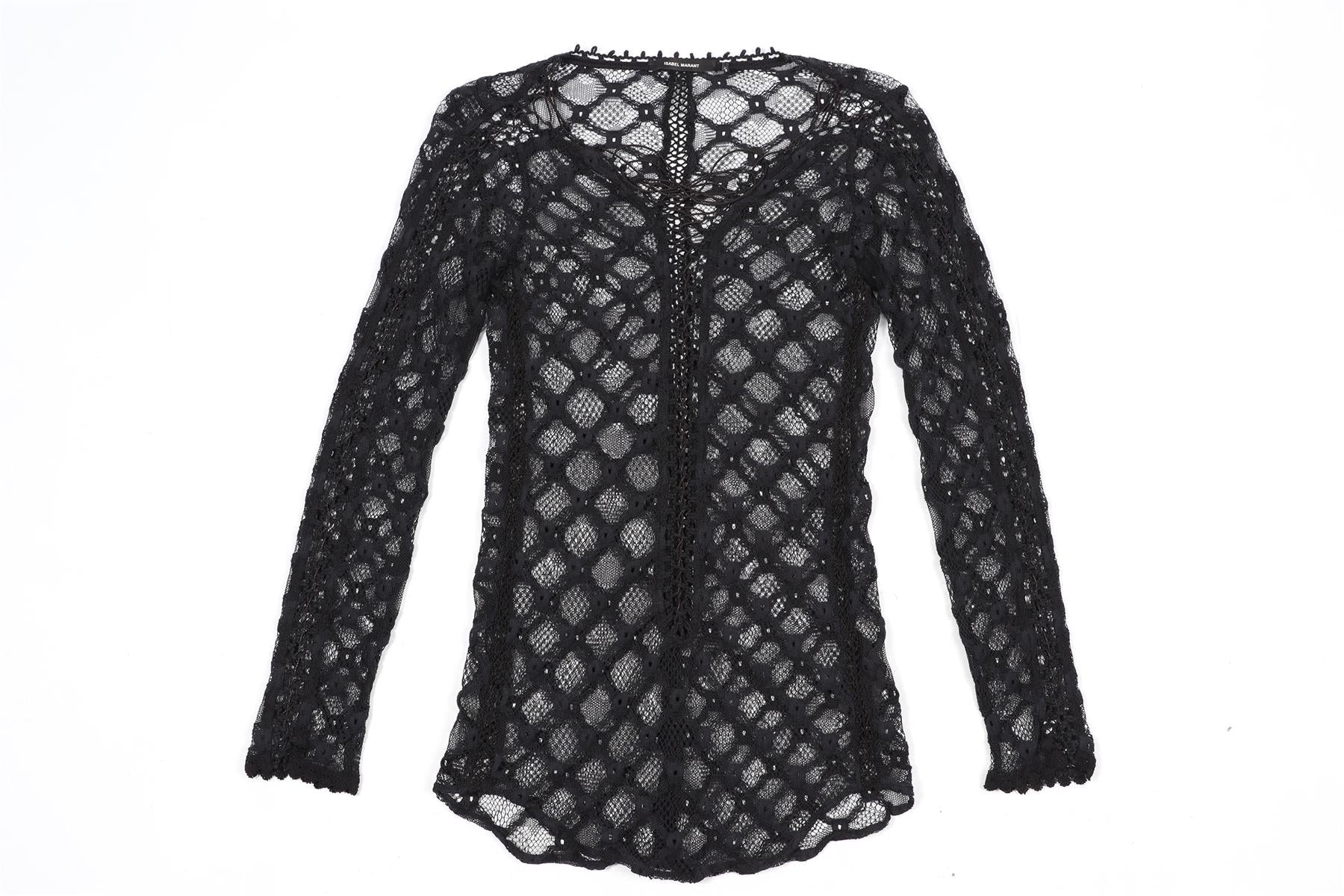 ISABEL MARANT BLACK COTTON BLEND TOP FR 34 UK 6 - Image 2