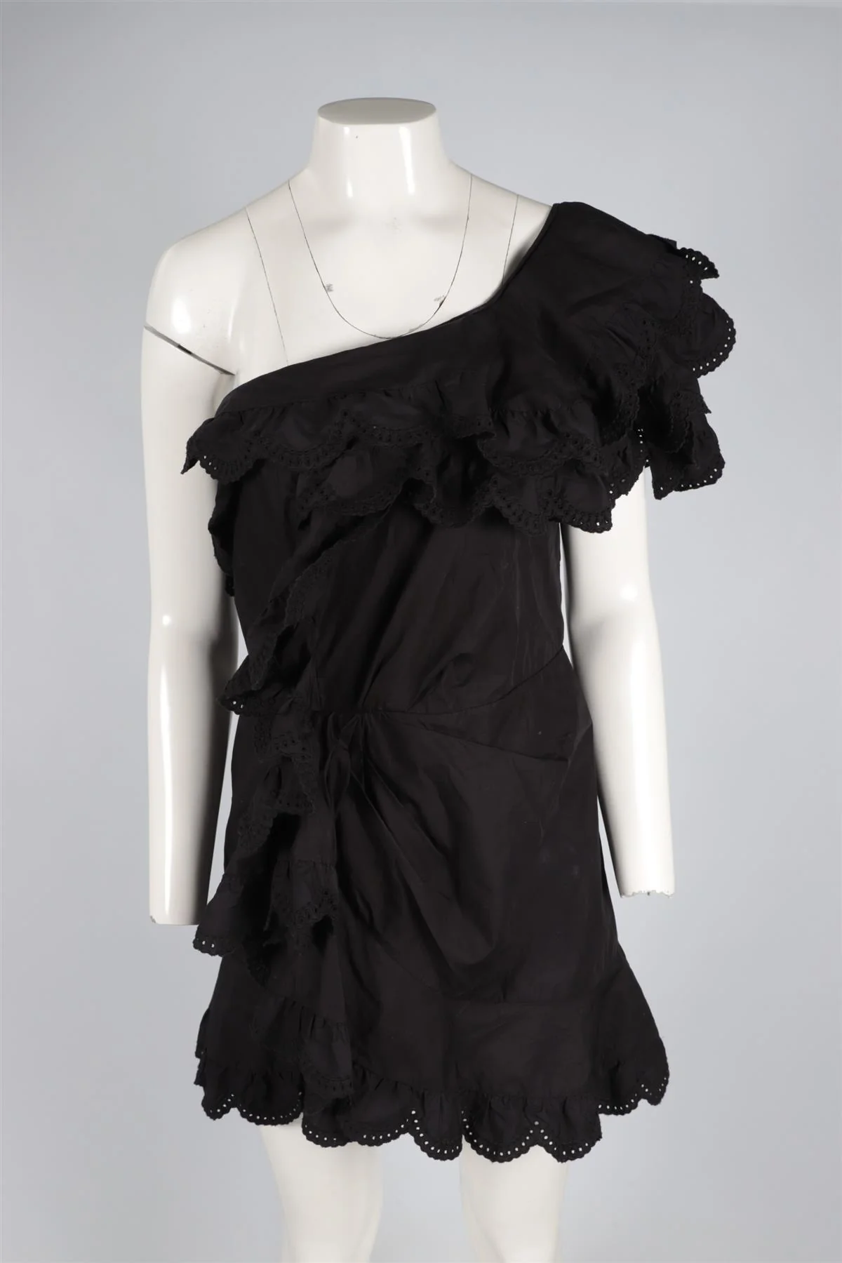 ISABEL MARANT BLACK COTTON MINI DRESS FR 42 UK 14 - Image 2