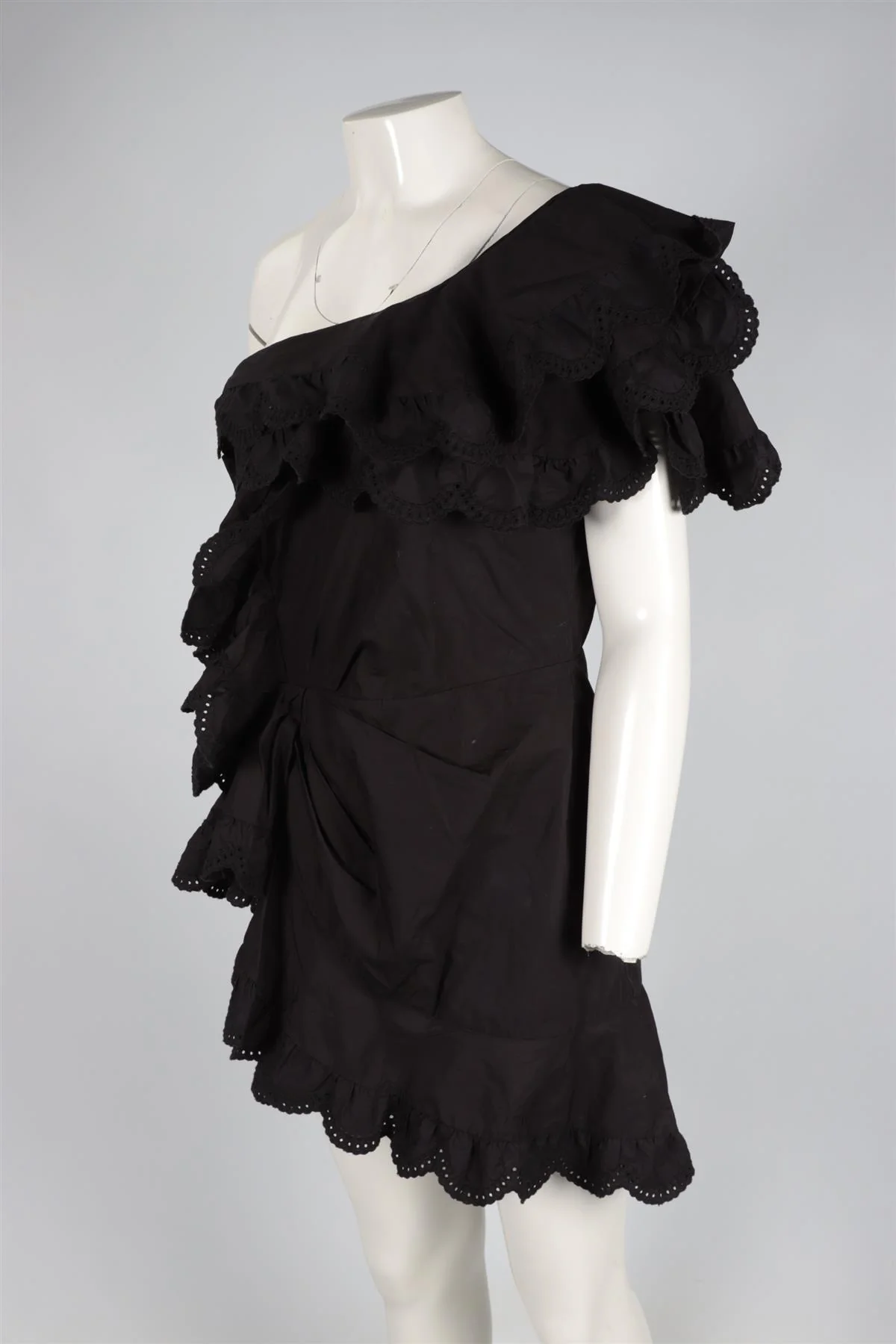 ISABEL MARANT BLACK COTTON MINI DRESS FR 42 UK 14 - Image 3
