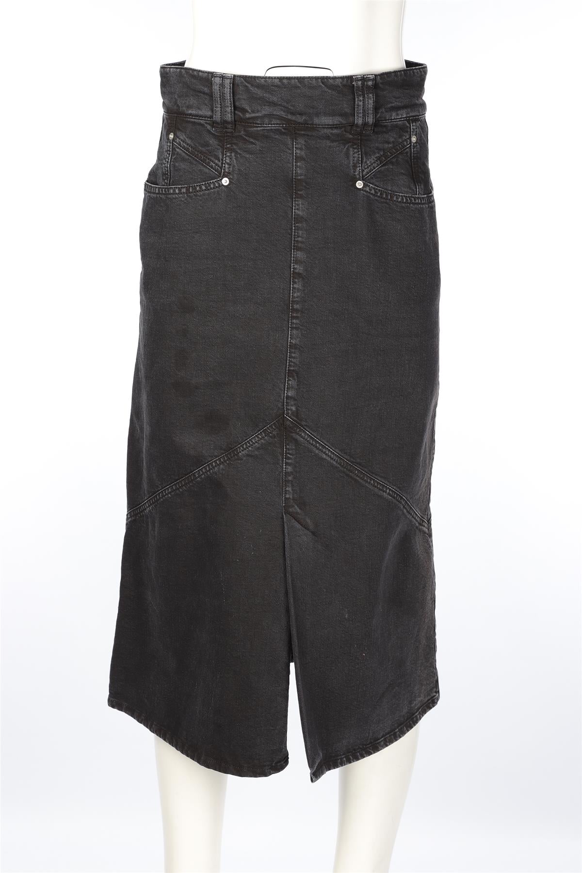 ISABEL MARANT BLACK DENIM MIDI SKIRT FR 40 UK 12 - Image 2