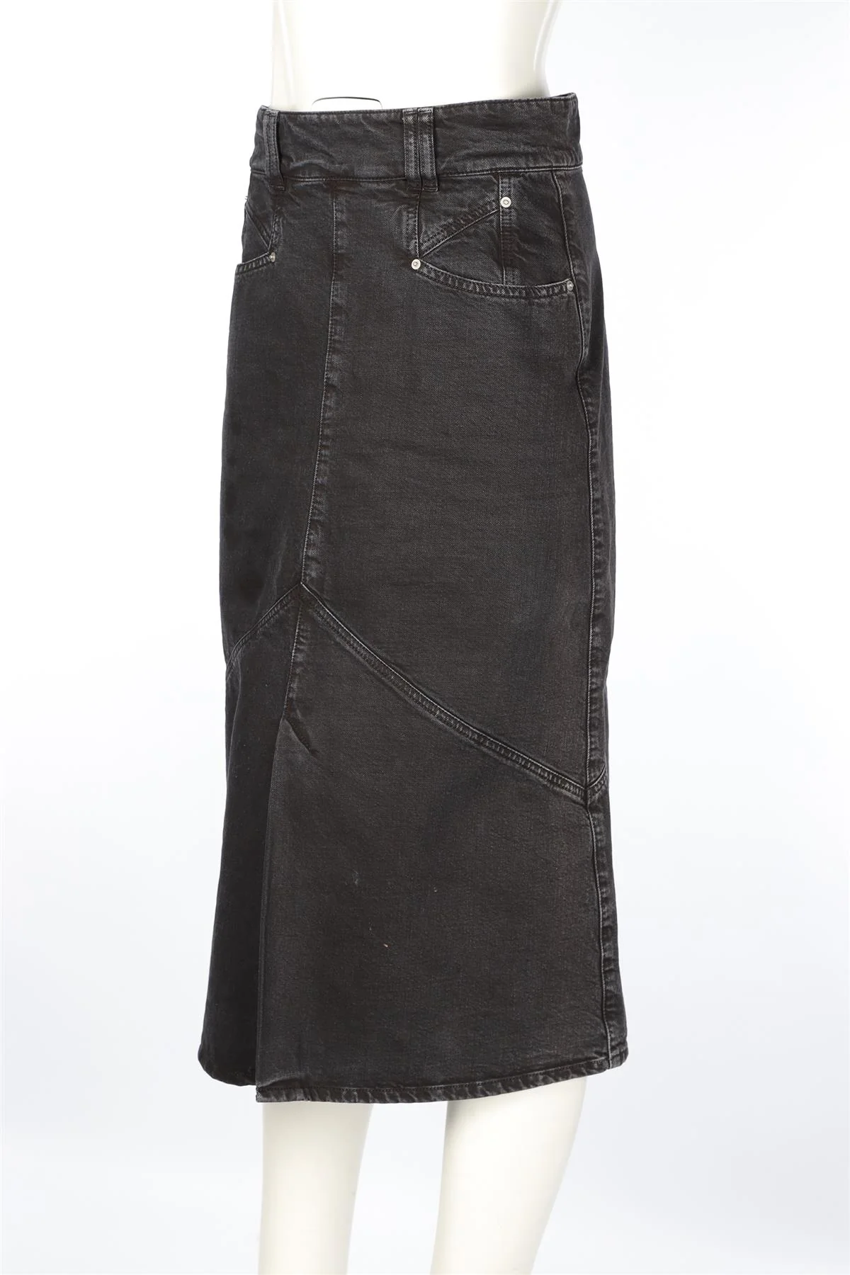 ISABEL MARANT BLACK DENIM MIDI SKIRT FR 40 UK 12 - Image 3