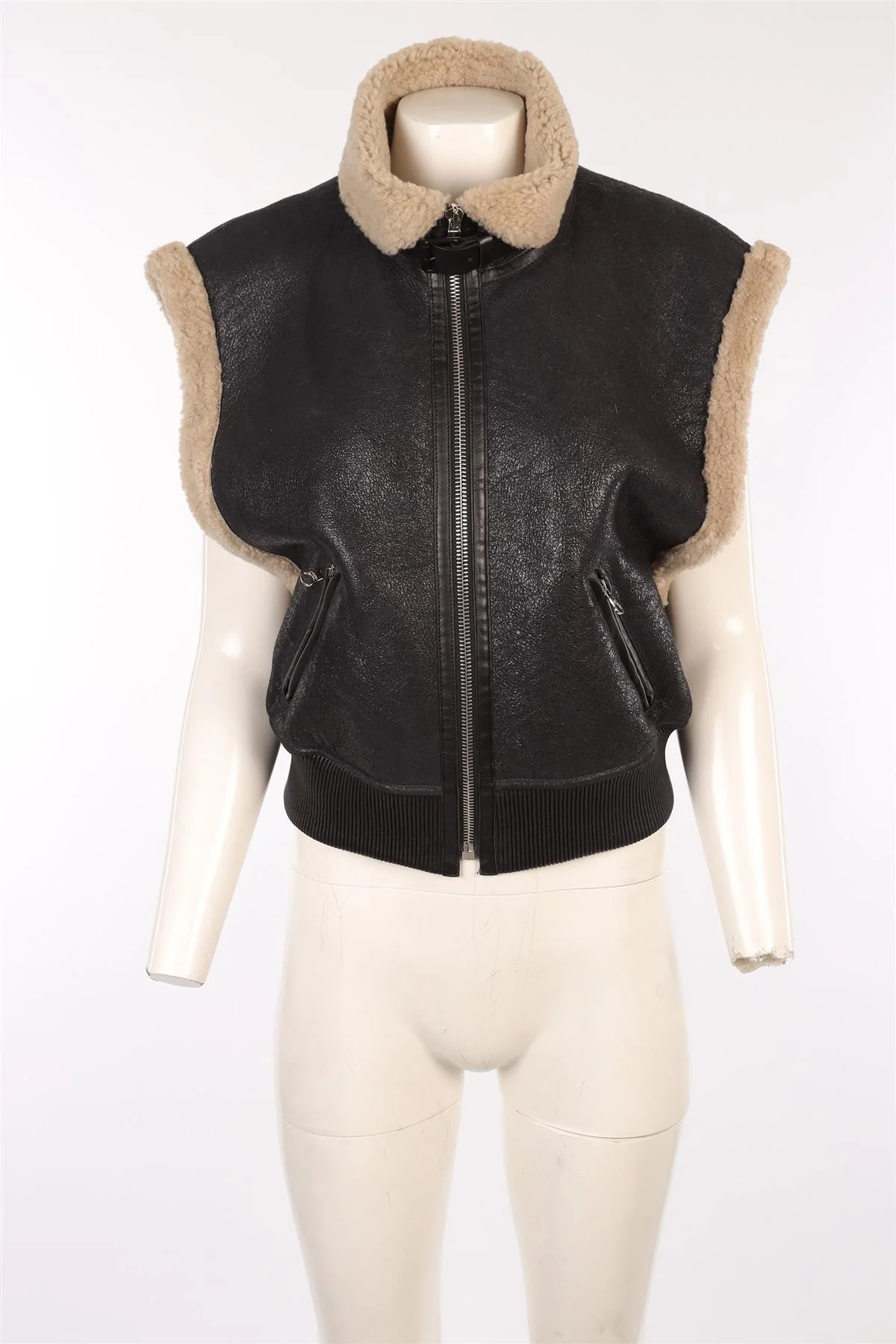ISABEL MARANT BLACK SHEARLING GILET FR 38 UK 10 - Image 2