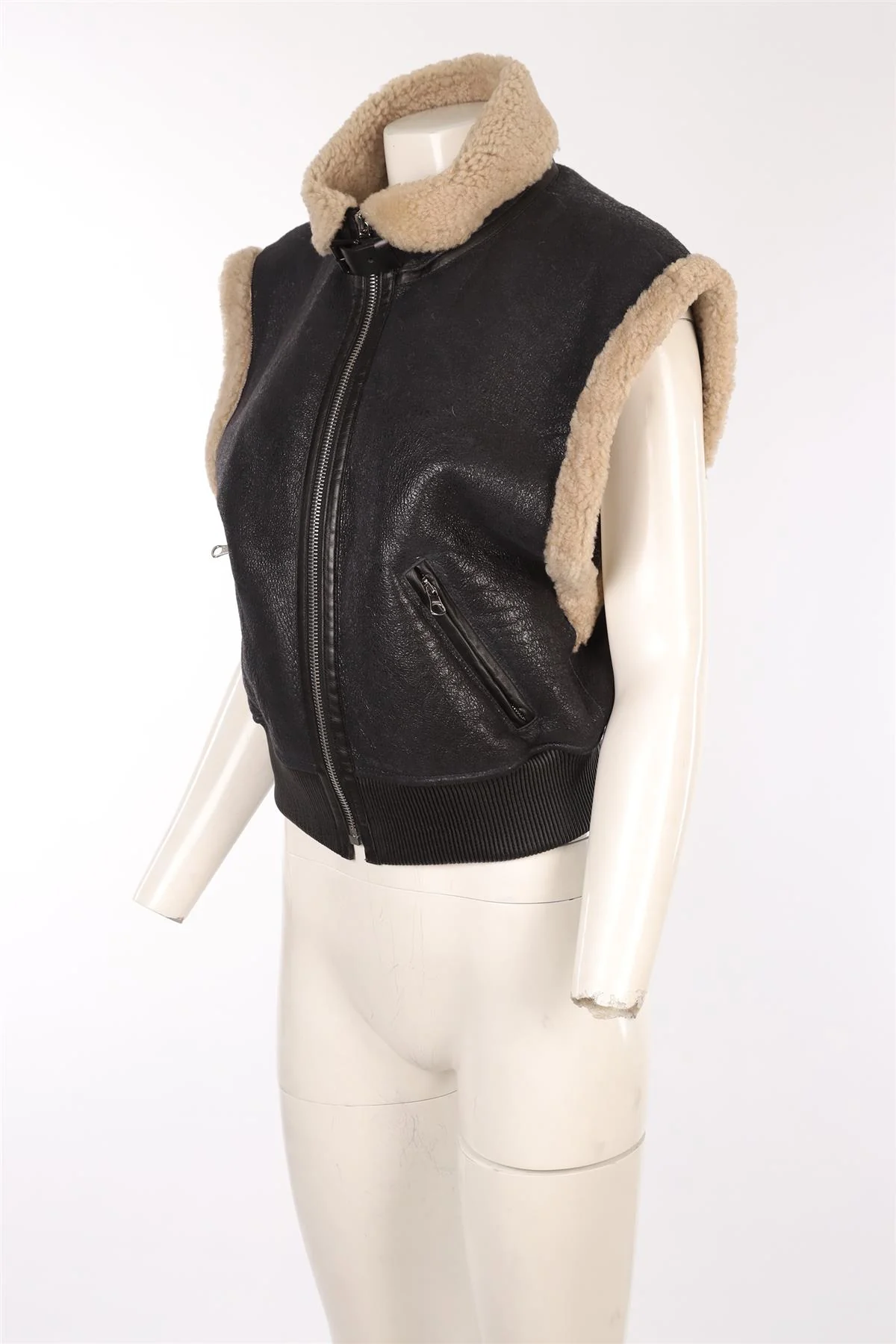 ISABEL MARANT BLACK SHEARLING GILET FR 38 UK 10 - Image 3