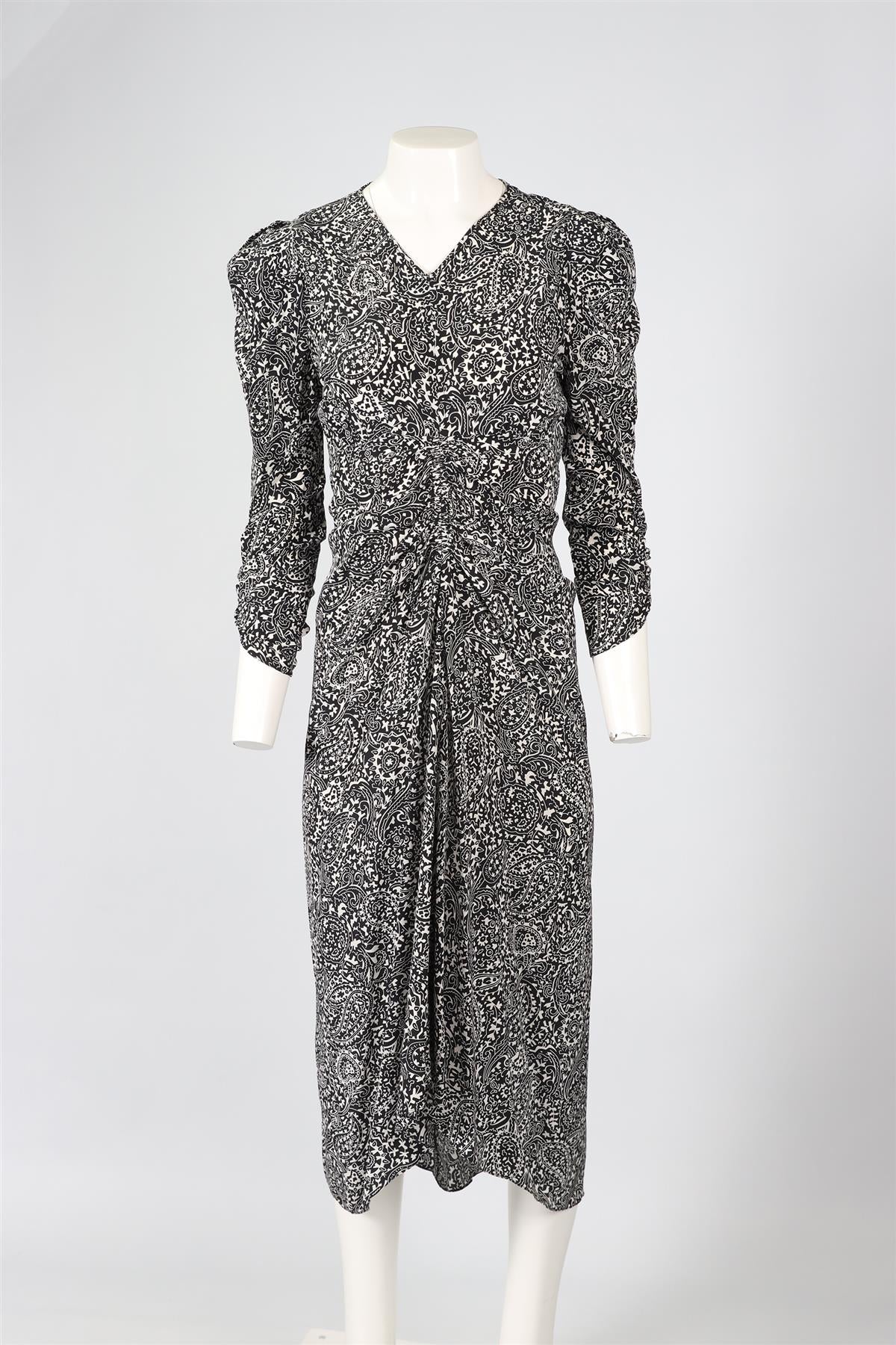 ISABEL MARANT BLACK SILK MIDI DRESS FR 36 UK 8 - Image 2