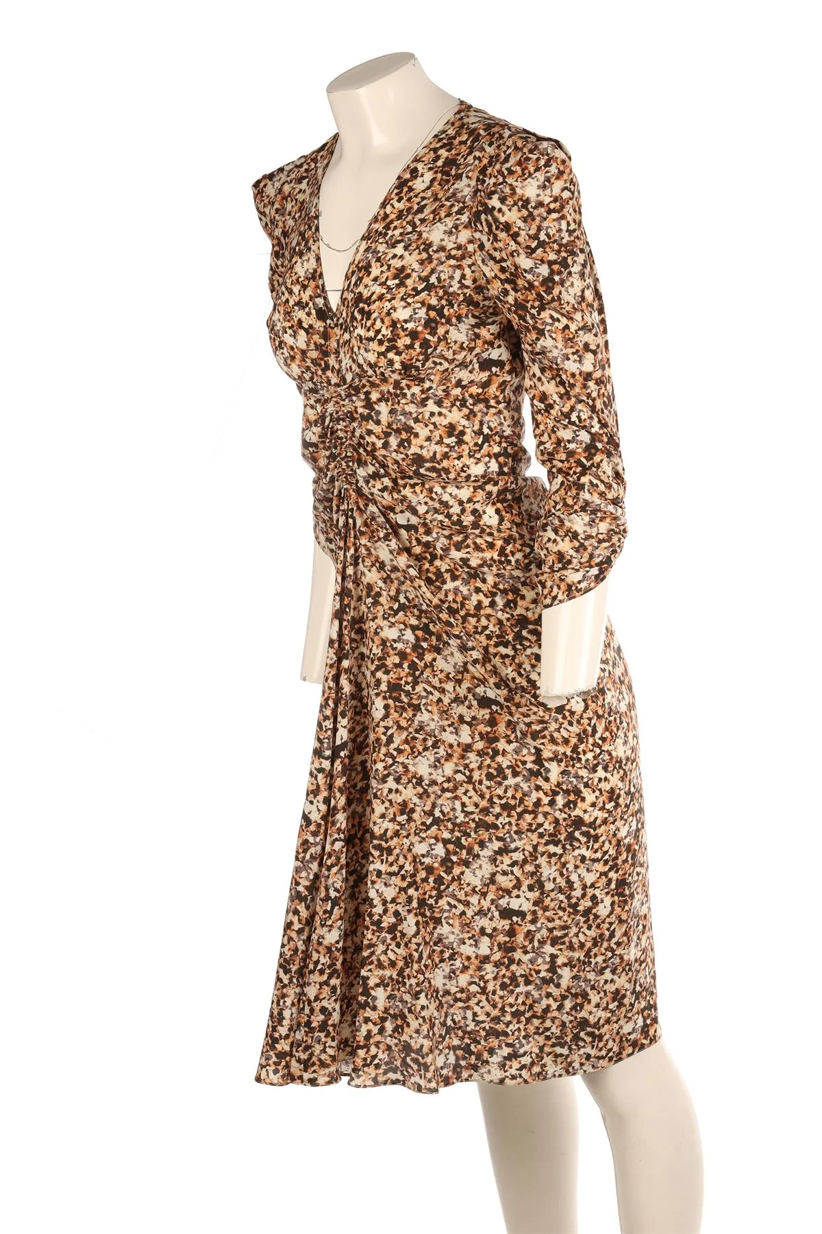 ISABEL MARANT BROWN SILK MIDI DRESS FR 34 UK 6 - Image 3