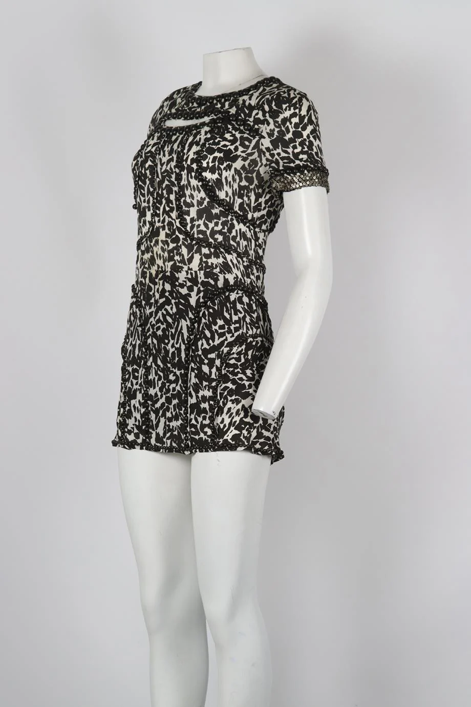 ISABEL MARANT EMBELLISHED PRINTED SILK MINI DRESS FR 36 UK 8 - Image 3