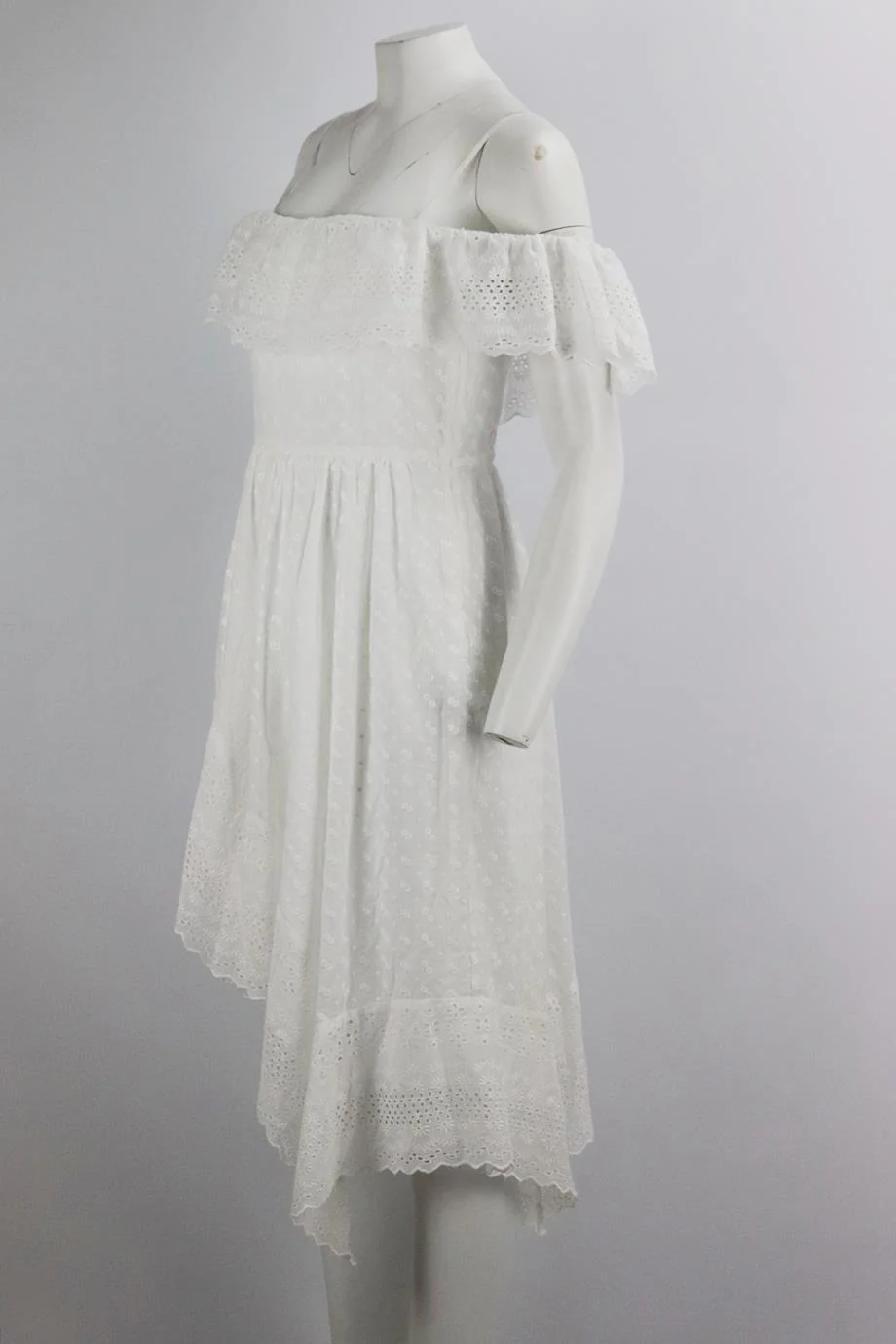 ISABEL MARANT ÉTOILE ASYMMETRIC BRODERIE ANGLAISE COTTON DRESS FR 38 UK 10 - Image 3