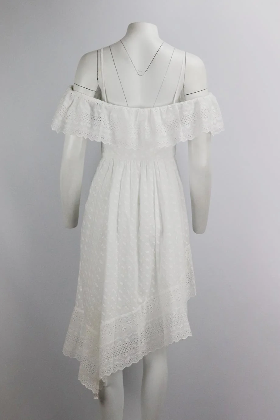 ISABEL MARANT ÉTOILE ASYMMETRIC BRODERIE ANGLAISE COTTON DRESS FR 38 UK 10 - Image 4