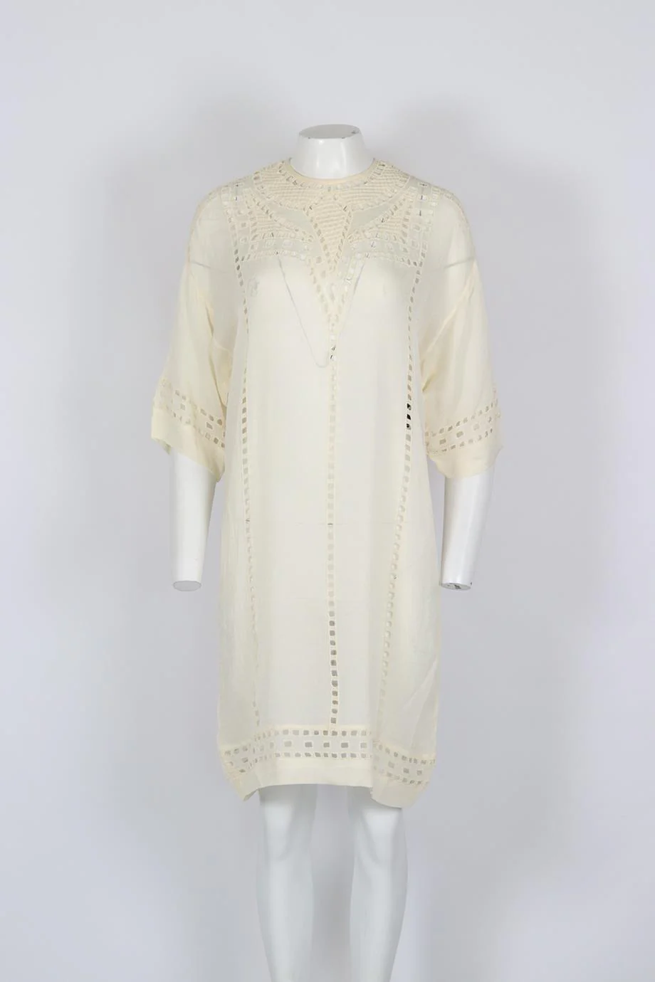 ISABEL MARANT ÉTOILE EMBROIDERED CHIFFON MINI DRESS FR 34 UK 6 - Image 2