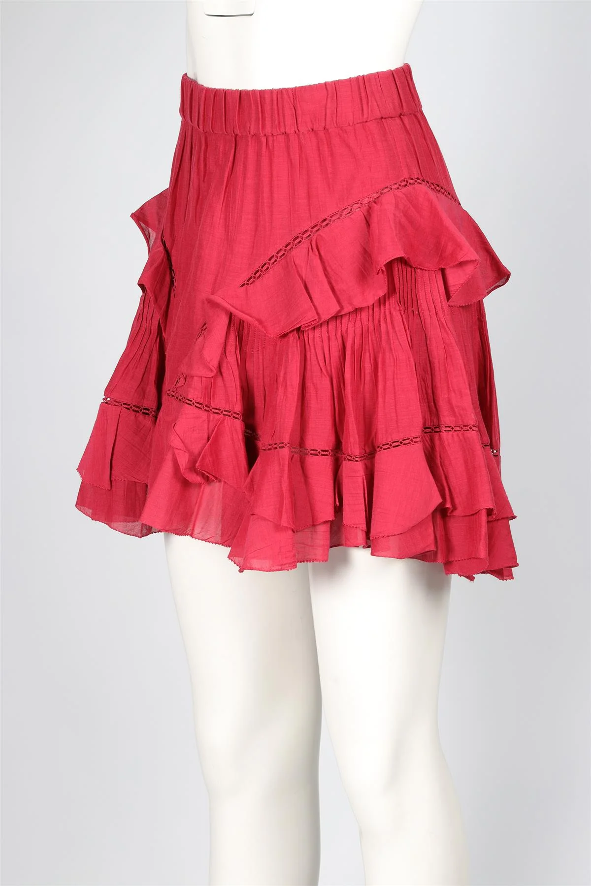 ISABEL MARANT ÉTOILE RED COTTON MINI SKIRT FR 38 UK 10 - Image 3